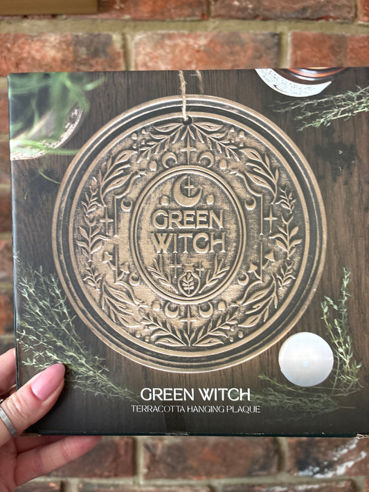 Green witch hanging plaque